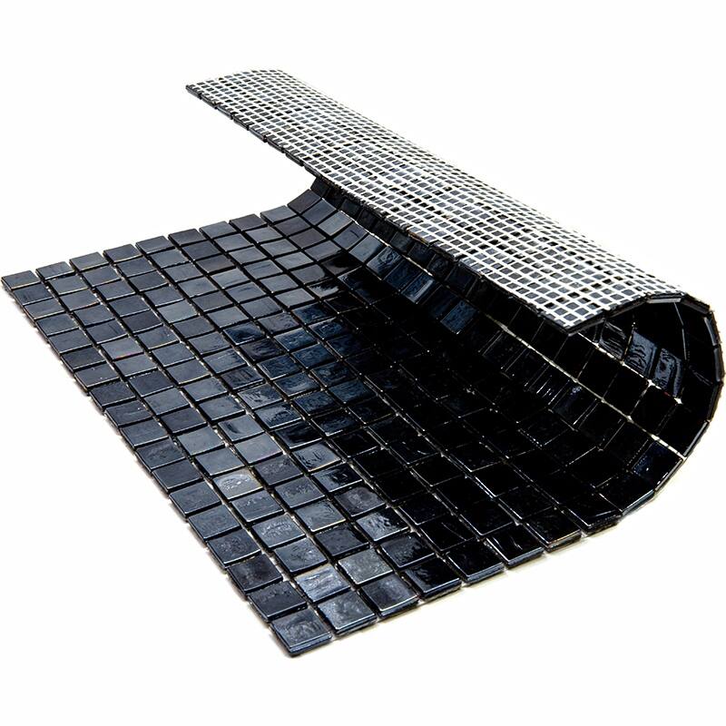 Apollo tile 12" x 12" Skosh Glossy Rich Black Glass Tile (18.69 sq ft/case) - 20 Pack