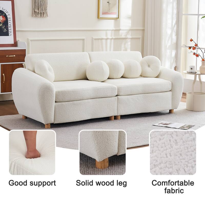Modern Tufted Chenille Loveseat, Futon Sectional Love Seat Couch, Upholstered Sofa with 2 Pillows & 3 Lumbar Pillows