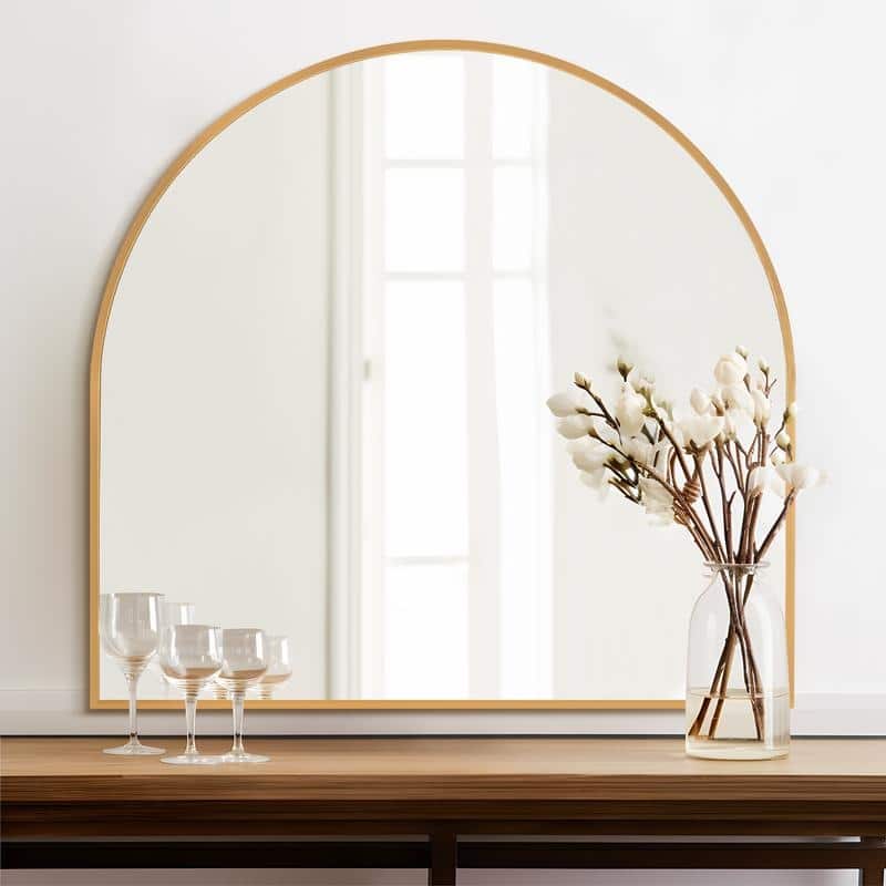 Arch Bathroom Wall Mirror Large Metal Frame Wall Mounted Mirror for Bedroom Living Room Dresser Entryway Decor
