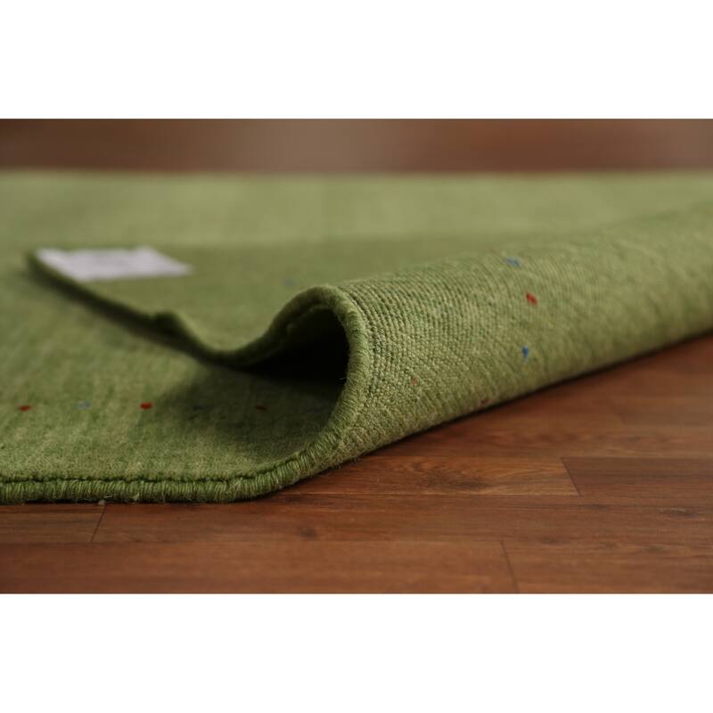 Hand Knotted Oriental 100% Wool Carpet Tribal Animal Pictorial Green Gabbeh Area Rug - 7' 8'' X 5' 4''