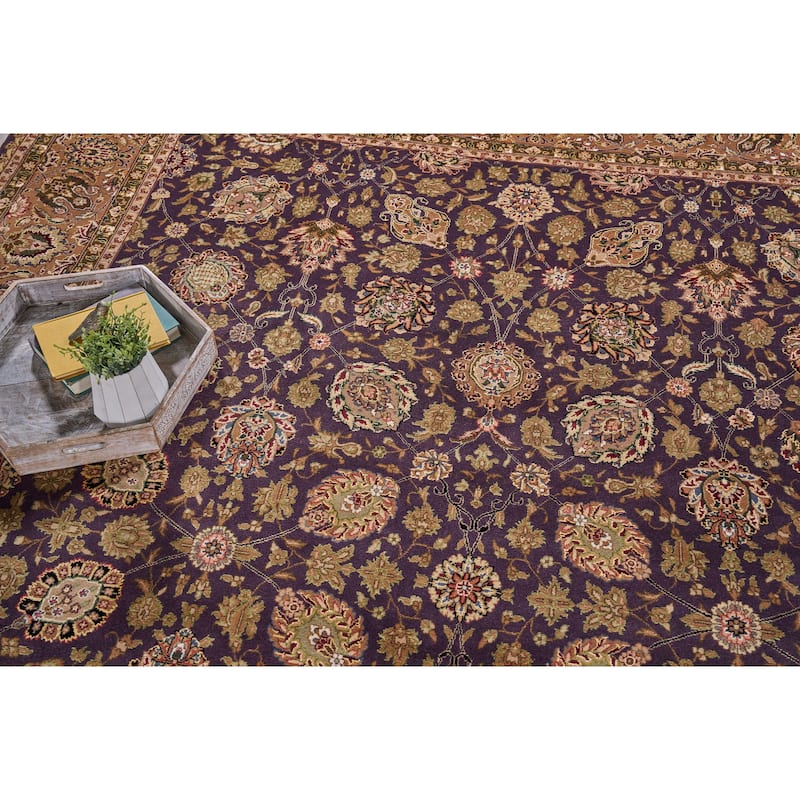 EXQUISITE RUGS ONE-OF-A-KIND Fine Antique Weave Isfahan Hand Knotted Violet Gray Rug - 8'x10' - 8'0"x10'0"