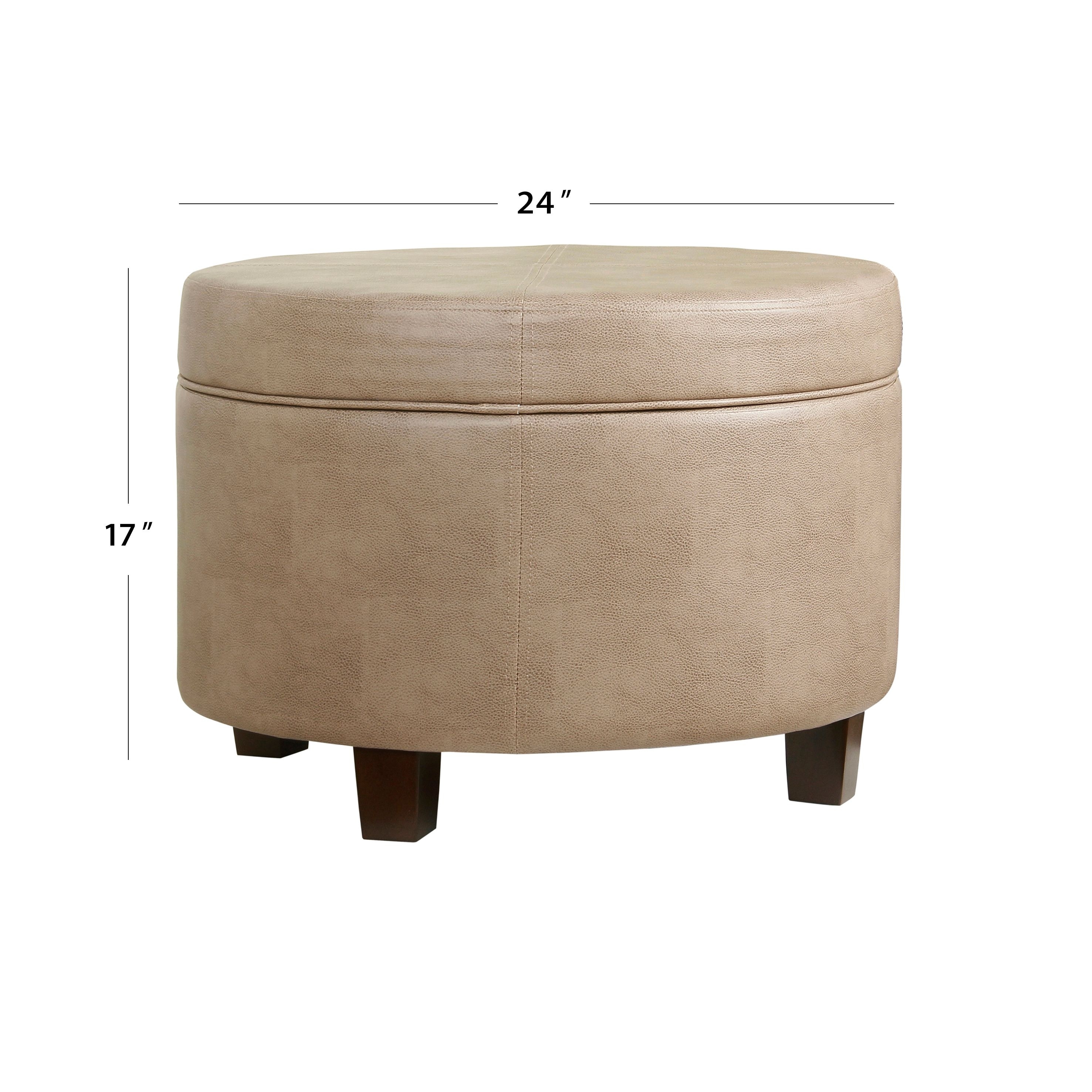 Homepop round leatherette storage online ottoman with lid