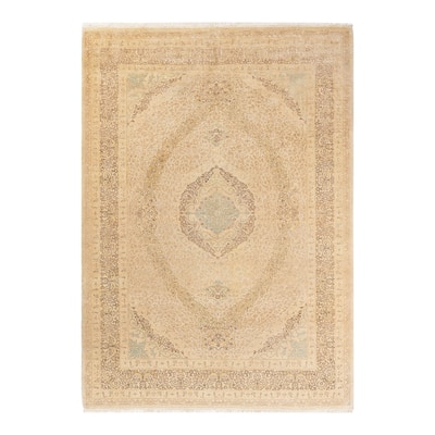 Overton Handknotted Wool Traditional Oriental Ivory Area Rug - 6' x 9'