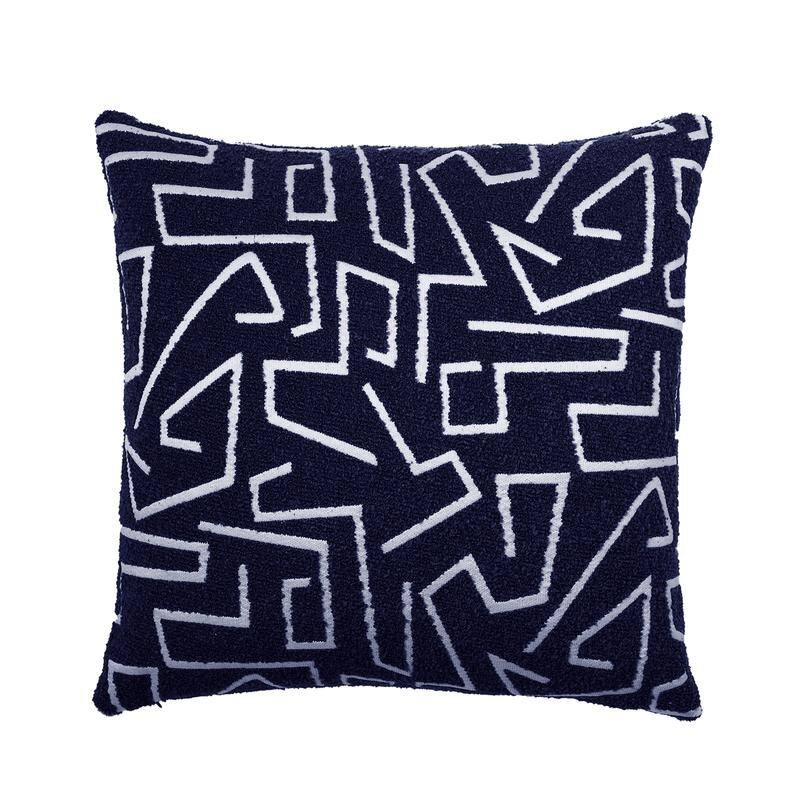 Austin Horn Classics Contempo Decorative Pillow – 22"x22", Boucle Jacquard Fabric, Reversible - Navy - Feather Down