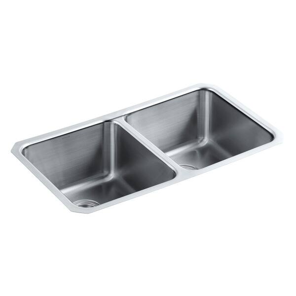Shop Kohler K 3171 Hcf Undertone 31 1 2 Double Basin Scratch Resistant Undermount 18 Gauge Stainless Steel Kitchen Sink With Overstock 15925237