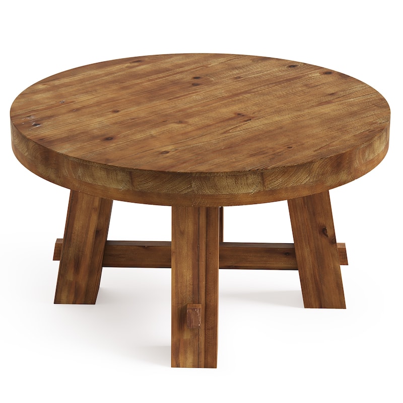 Solid Wood Round Coffee Table, 31.5-Inch Center Table