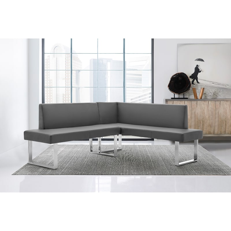 Strick & Bolton Natalia Faux Leather Corner Sofa Dining Bench - Grey