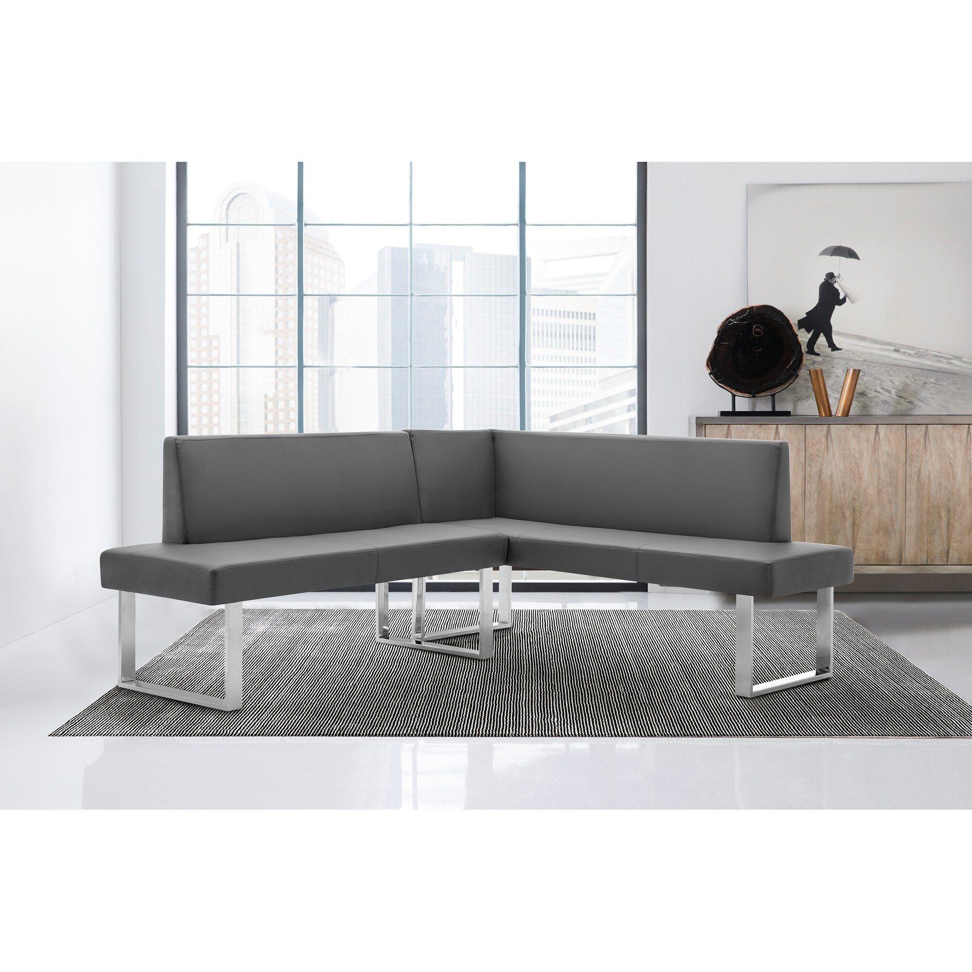 Faux leather 2025 corner bench