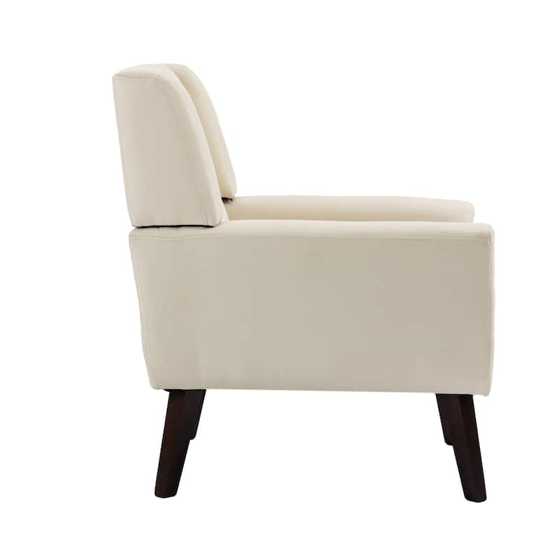 Modern Upholstered Faux Leather Tufted Armchair Linen Accent Chairs
