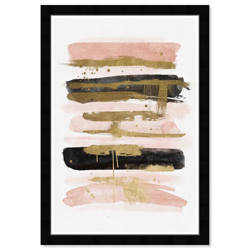 Wynwood Studio Prints Abstract Blush and Black Brush Lines Pink and Light Pink Modern & Contemporary Wall Art Canvas Print
