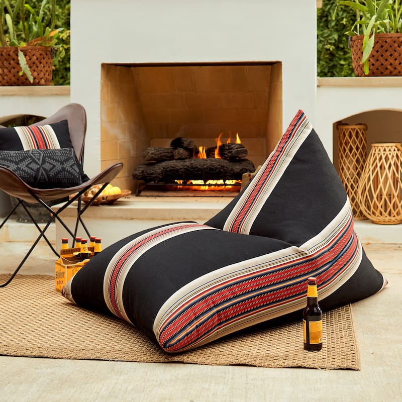 Sorra Home Sunbrella Pendleton Outdoor Bean Lounger - 54 in W x 38 in W x 21 in H - Acadia Park Blackwoods