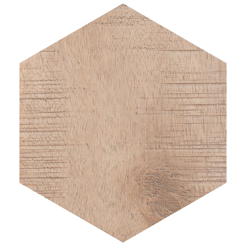 Merola Tile Sawnwood Hex Brown 8-5/8" x 9-7/8" Porcelain Floor and Wall Tile