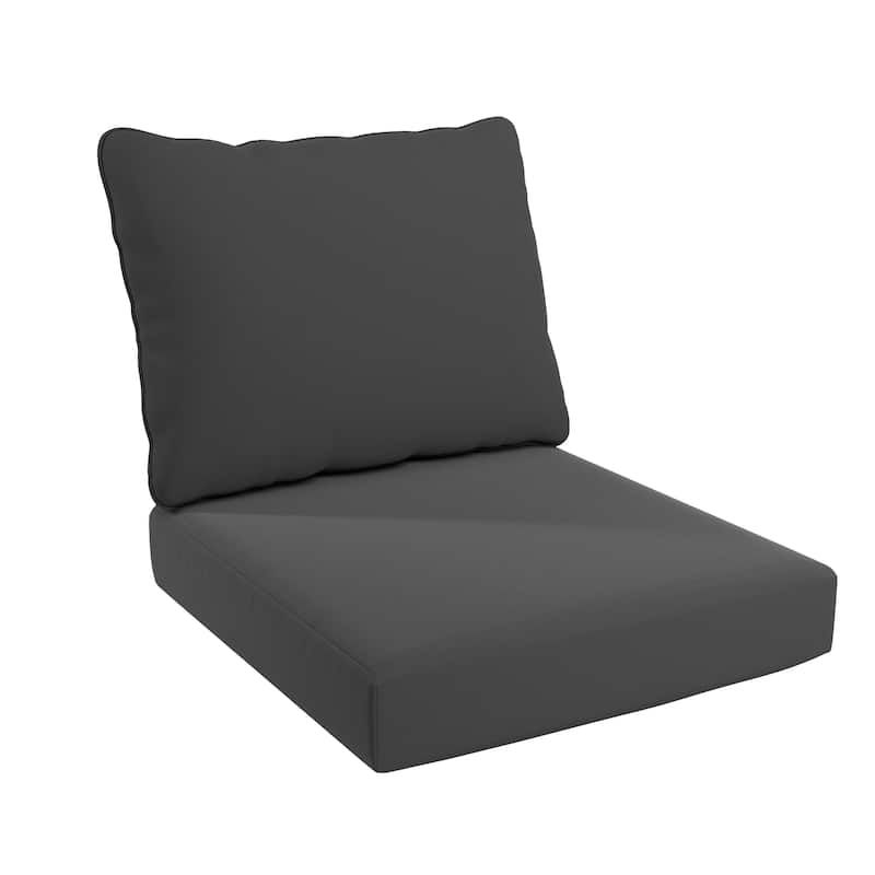 California Umbrella Outdoor Deep Seat Cushion Set, 24" x 48", 5.5" Thick Seat, Solstice Olefin Fabric - Charcoal