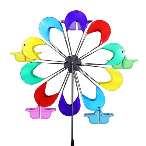 Exhart Coney Island Hand Painted Ferris Feeder Bird Feeder and Spinner, 24 by 95 Inches