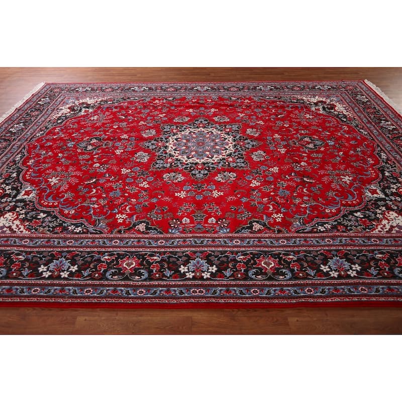Medallion Red Kashan Turkish Area Rug Machine Made Carpet - 9'8" x 13'3"