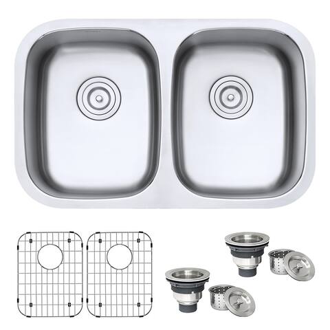 Ruvati 29-inch Undermount 50/50 Double Bowl 16 Gauge Stainless Steel Kitchen Sink - RVM4301 - 29-1/8 x 18-1/2