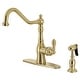 preview thumbnail 12 of 20, American Classic Single-Handle Kitchen Faucet with Brass Sprayer Brushed Brass