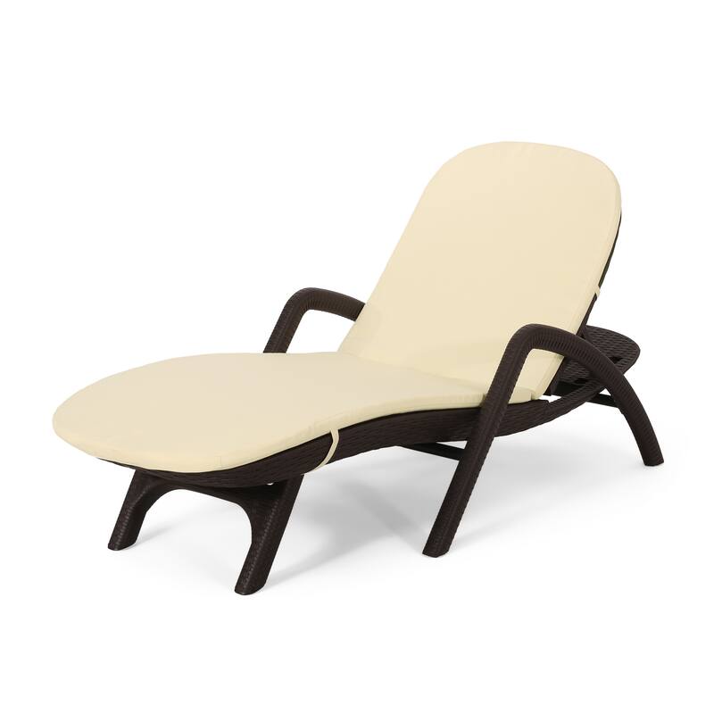 Outdoor Chaise Lounge Chair with Cushion, Adjustable Backrest Recliner Sun Lounger