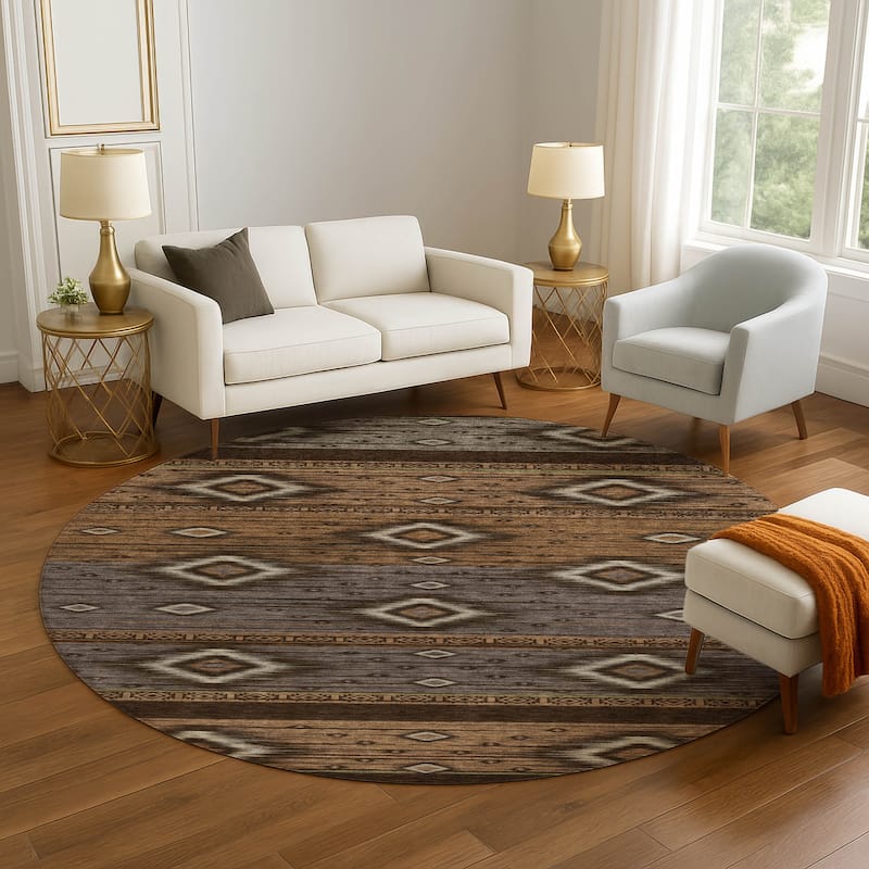 Premium Washable Super Soft Global Boho Mayfield Rug - Chocolate - 8' x 8'