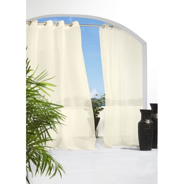 slide 2 of 7, Escape Indoor/Outdoor Grommet Curtain Voile 54" x 108" - Ivory