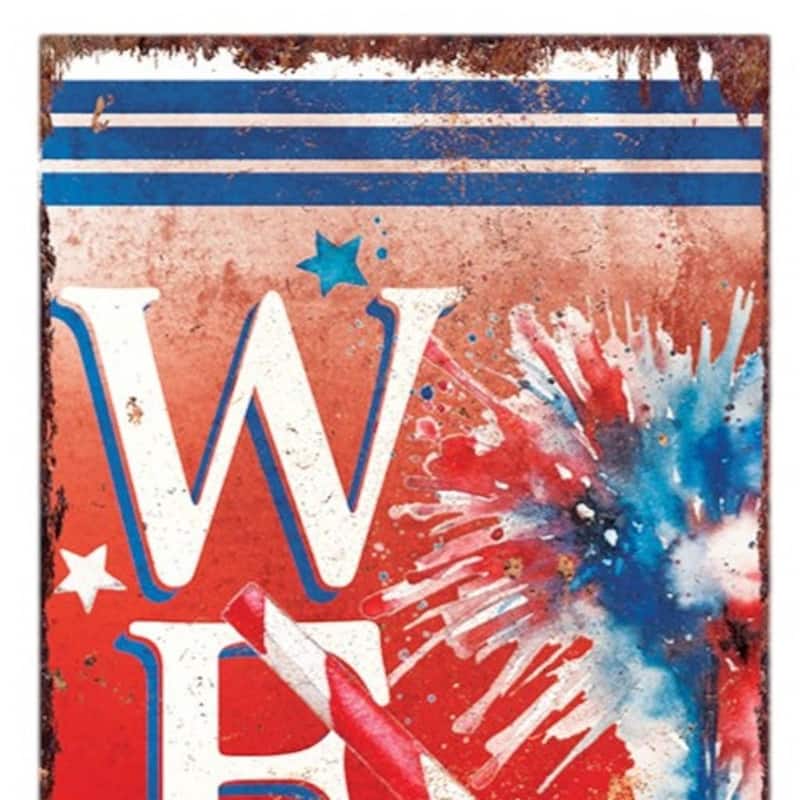 HomeRoots 36" Red White And Blue Solid Wood Welcome Patriotic Reversible Porch Sign