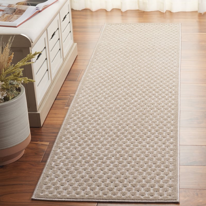 SAFAVIEH Stella Hattie Indoor/Outdoor Waterproof Patio Backyard Rug - 2' x 8' Runner - Beige
