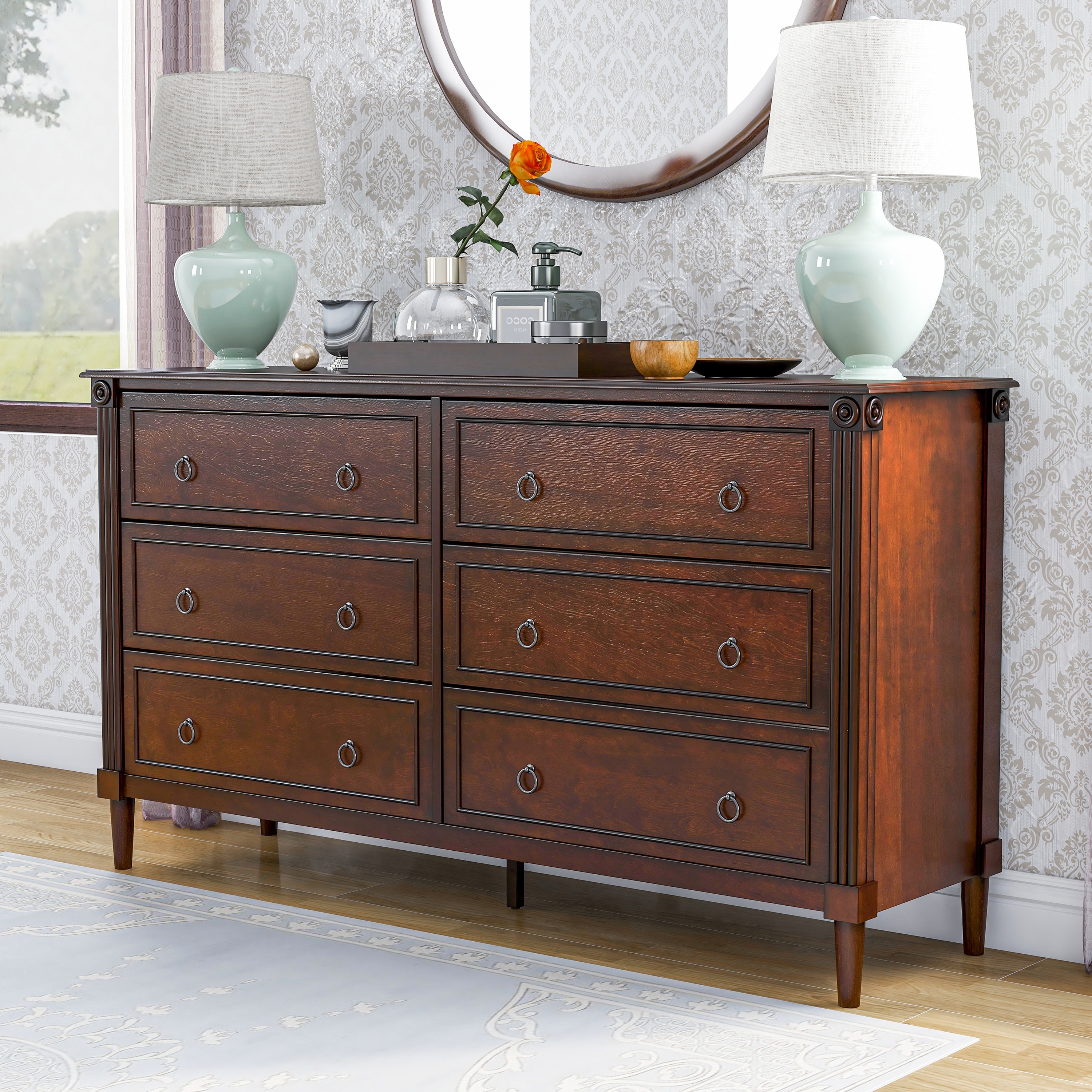 Furniture of America Joneigh Traditional 60-inch Wide 6-Drawer Double Dresser