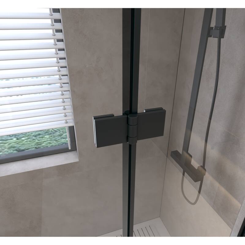 Bifold Shower Door Tempered Glass Aluminum Frame