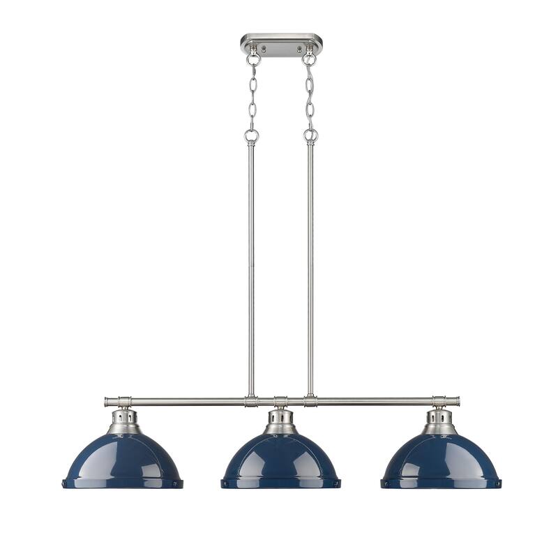 Yep by Golden Lighting Duncan 3-light Island Light in Pewter and Navy Blue shade