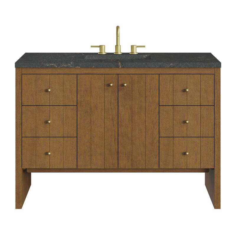 Hudson 48" Single Vanity, w/FreePower Wireless Charger - Honey Oak/Parisien Bleu