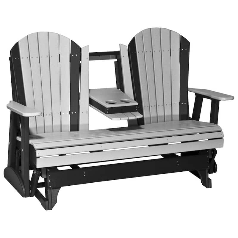 Poly Lumber Adirondack Glider - 5' - Dove Gray & Black