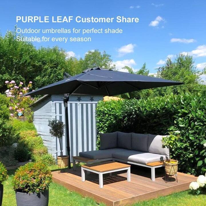 PURPLE LEAF 8 ft Square 360 Degree Rotation Patio Cantilever Umbrella
