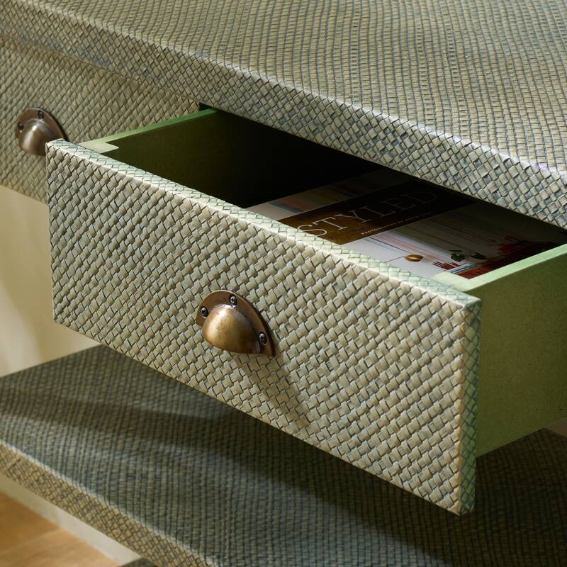 SAFAVIEH Iza Light Natural Raffia/ Gold Console Table - 31" W x 14" L x 30" H - 31"W x 14"D x 30"H