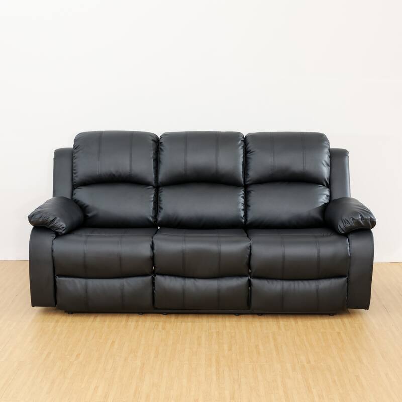 KISRAIS 82" Wide Faux Leather Manual Reclining Sofa