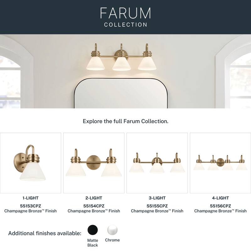 Kichler Lighting Farum 26 in. 3-Light Champagne Bronze Vanity Light