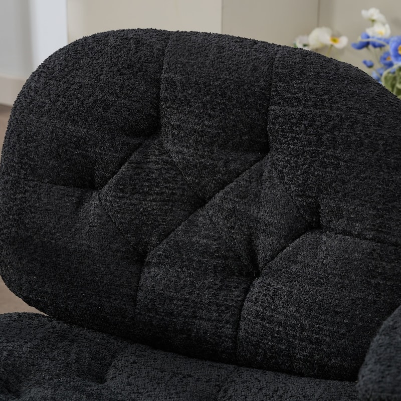 Wide Comfort Swivel Chair for Women, Black Cross-Legged Chair
