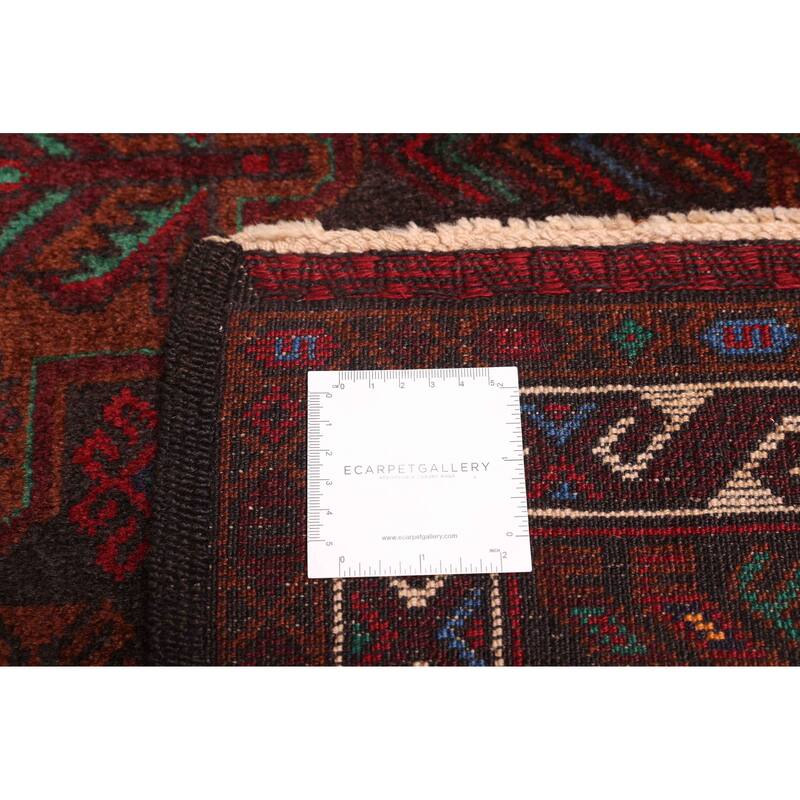 ECARPETGALLERY Hand-knotted Teimani Black, Dark Red Wool Rug - 3'8 x 7'1