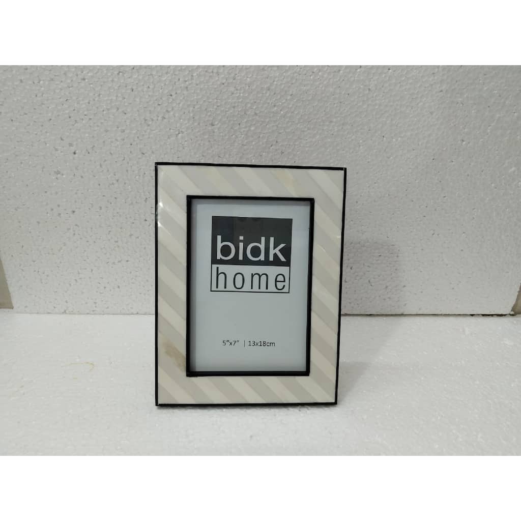 Bone Rectangular Picture Frame - for 5" x 7" Photo - White and Cream