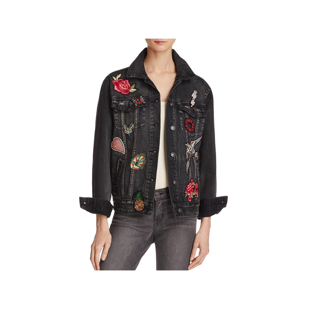 sunset and spring embellished denim jacket