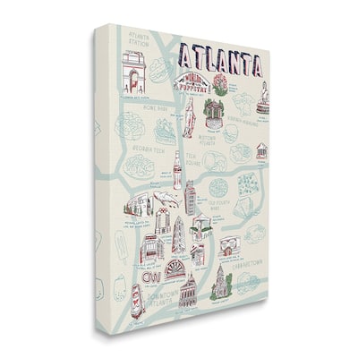 Stupell Atlanta Georgia Destination Map City Landmarks Canvas Wall Art Design By Ziwei Li