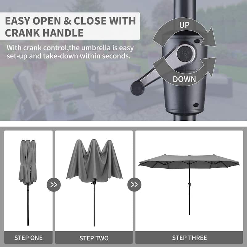 Ainfox 13FT/15FT Patio Umbrella Large Outdoor Umbrella with Base