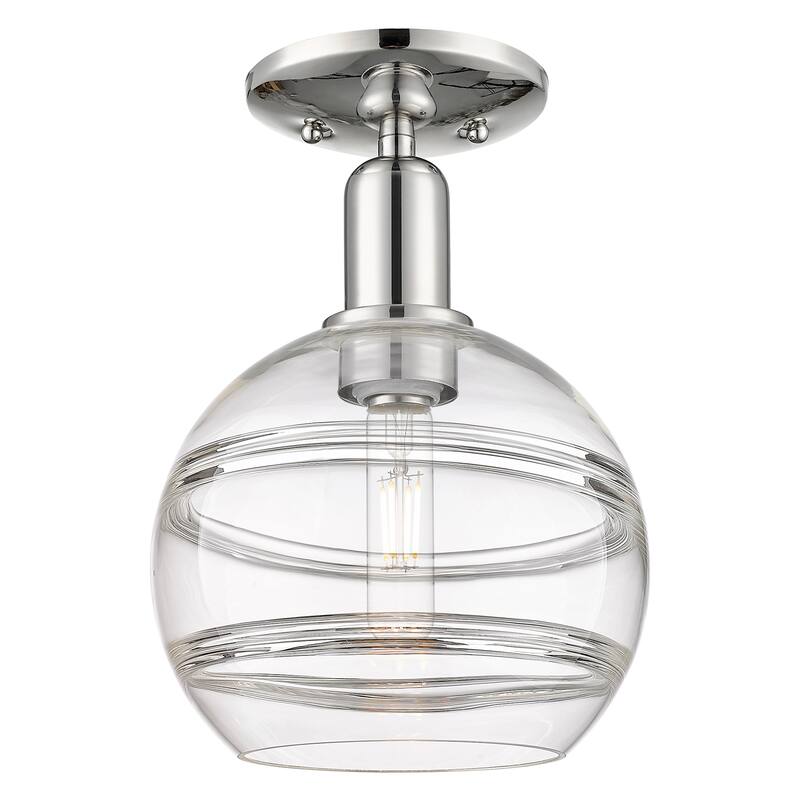 Innovations Lighting 716-1C-12-8 Rochester Semi-Flush Rochester 8" - Polished Nickel / Clear