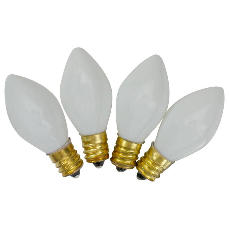 Pack of 4 White Opaque C7 Christmas Replacement Bulbs - 2"