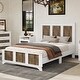 preview thumbnail 1 of 8, Farmhouse Platform Full Size Bed, Modern Wooden Bed with Wooden Strip Decoration, Plywood Slats Support, White White