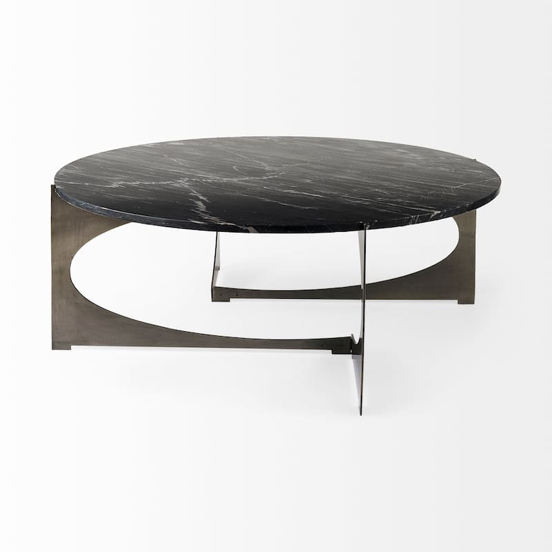 Reinhold Round Marble Top w/ Metal Base Coffee Table