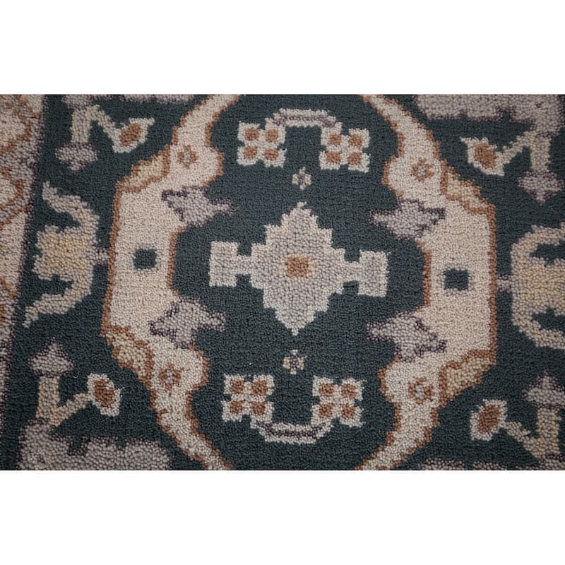 Green Oushak Indian Runner Rug Hand-Knotted Wool Carpet - 2'5"x 11'7"