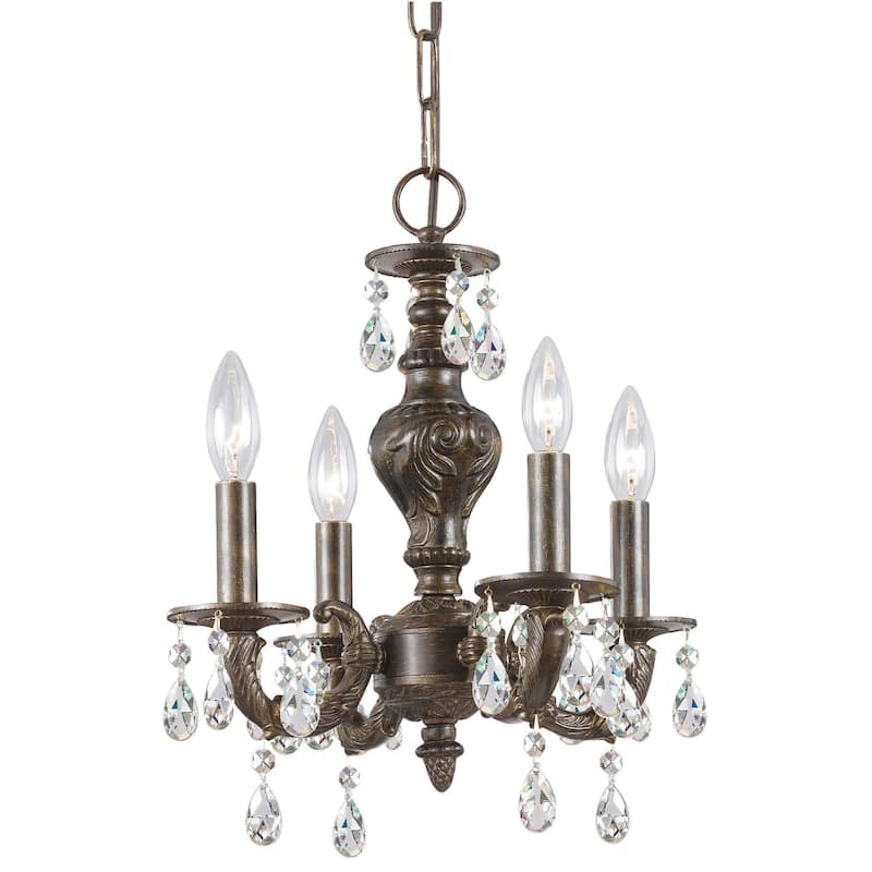 Paris Market 4 Light Clear Crystal Bronze Mini Chandelier - 13.5'' W x 15'' H - 13.5'' W x 15'' H