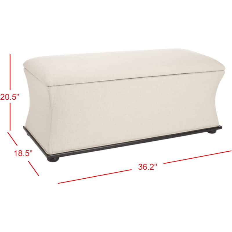 SAFAVIEH Gigi Cream Linen Storage Bench - 36" W x 19" D x 21" H - 36Wx19Dx21H
