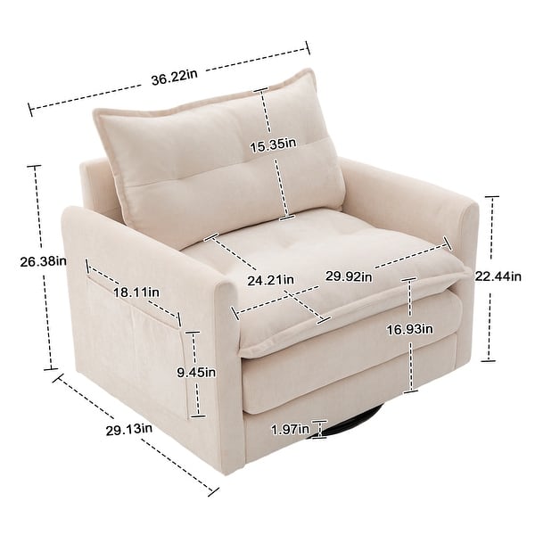 dimension image slide 1 of 7, GALDWIN Chenille Upholstered 360°Degree Swivel Mid Century Modern Arm Chair for Living Room