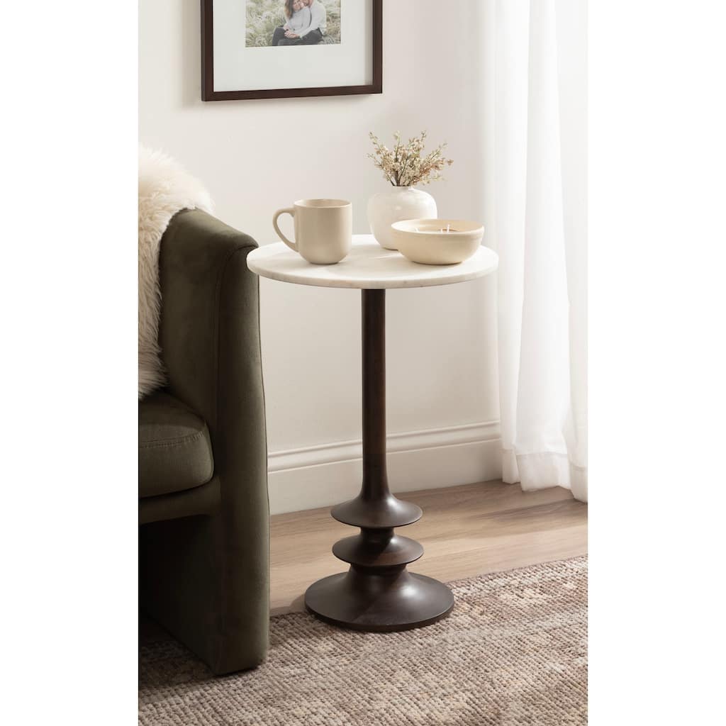Kate and Laurel Squires Marble and Wood Side Table - 16x16x24